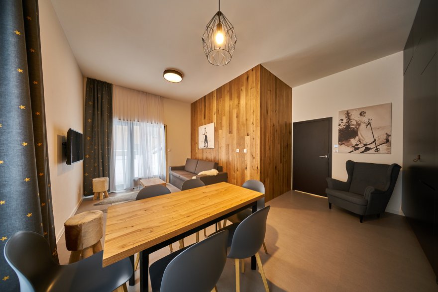 Apartmán s dvěma ložnicemi a finskou saunou